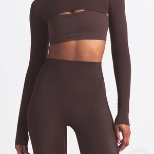 SKIMS Chocolate Long Sleeve crop and bra